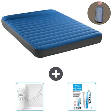 Set Materassino Gonfiabile - 203x152x22 Cm - Blu - Include Accessori Coordinati Cb16 - Foto 1