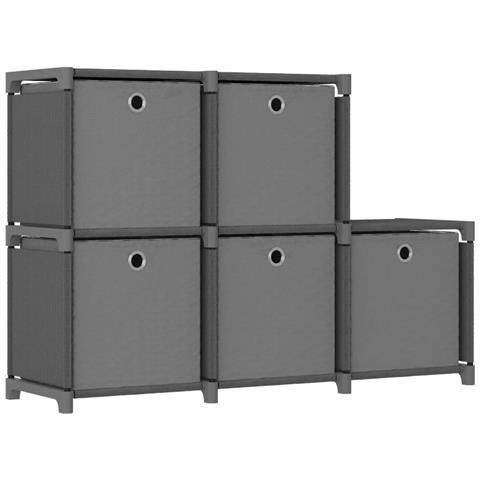 Mensola Con 5 Vani A Cubo Scatole Grigia 103x30x72,5 Cm Tessuto - Foto 2