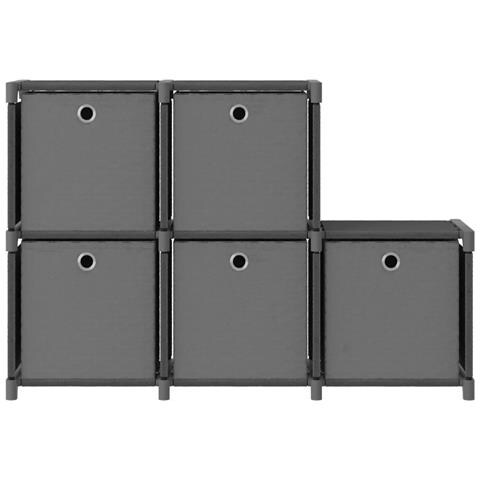 Mensola Con 5 Vani A Cubo Scatole Grigia 103x30x72,5 Cm Tessuto - Foto 1