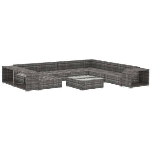 Lusso Casadino -  Set Divani Da Giardino 10 Pz Con Cuscini In Polyrattan Grigio - Foto 2