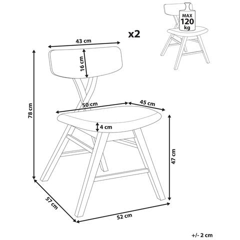 Set Di 2 Sedie Da Pranzo Leland Legno Marrone Chiaro - Foto 8