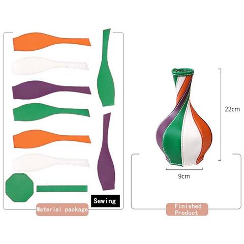 Kit Per Vaso Fatto A Mano In Pelle Compatibile Con Decorazioni Per La Casa, Kit Materiali Diy Con Cuciture A Mano E Design Multicolore Multicolor - Foto 1