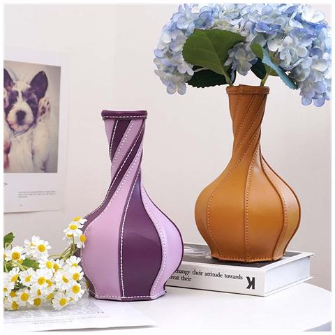 Kit Per Vaso Fatto A Mano In Pelle Compatibile Con Decorazioni Per La Casa, Kit Materiali Diy Con Cuciture A Mano E Design Multicolore Multicolor - Foto 4
