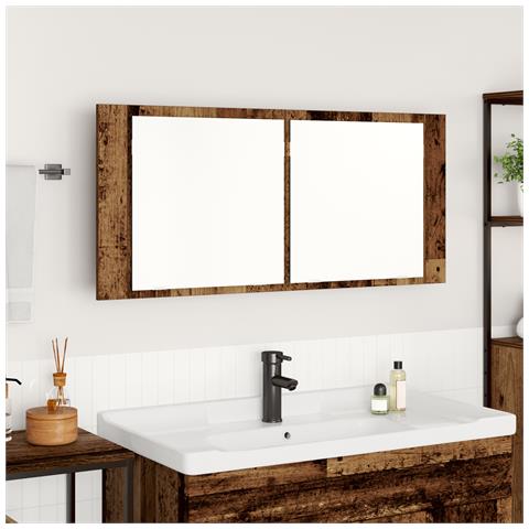 Mobile per Specchi LED Legno Vecchio 100x12x45 cm Legno Ingegnerizzato - Foto 2