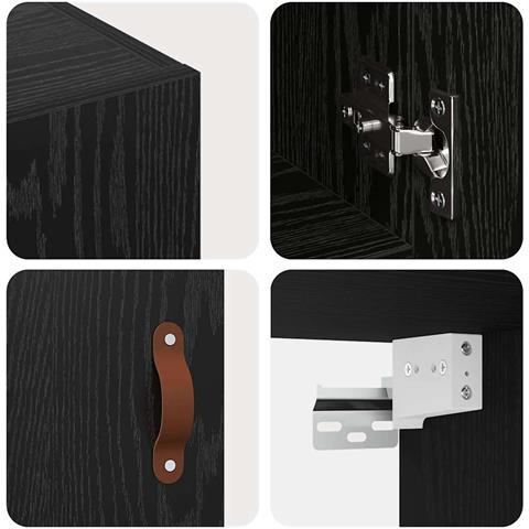 Armadietto a muro Rovere nero 60 x 31 x 70 cm Legno multistrato - Foto 9