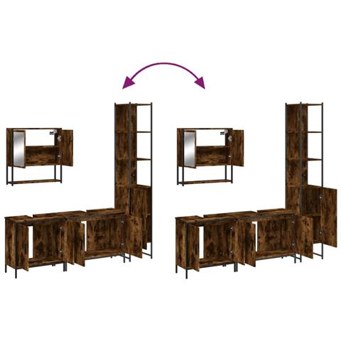Set Mobili da Bagno 4 pz Rovere Fumo in Legno Multistrato - Foto 9