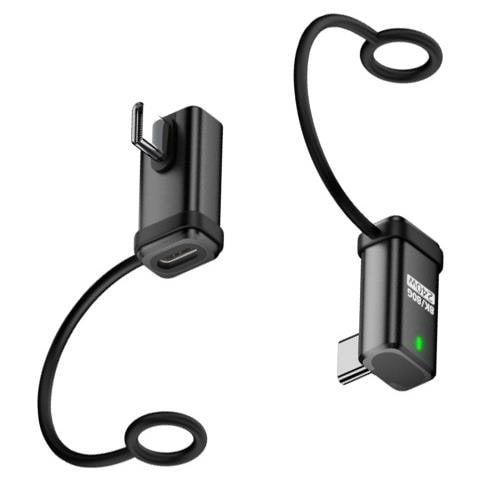 Adattatore Angolato Usb-c Femmina A Usb-c Maschio 240w 120gbps Con Cordino (2 Pezzi) Black - Foto 1