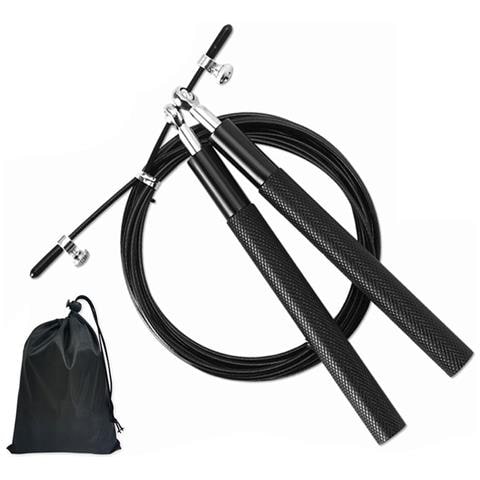 Corda Per Saltare In Filo D'acciaio Da 1,2 Cm Con Corda Di Ricambio E Borsa - Ideale Per Fitness E Allenamento Di Velocità Black - Foto 2