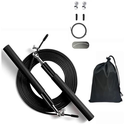 Corda Per Saltare In Filo D'acciaio Da 1,2 Cm Con Corda Di Ricambio E Borsa - Ideale Per Fitness E Allenamento Di Velocità Black - Foto 1