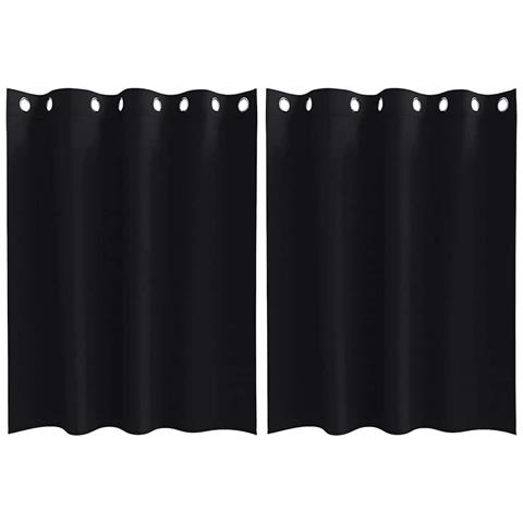 Tende con tende 2 pcs Nero 140x140cm Poliestere - Foto 1