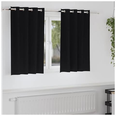 Tende con tende 2 pcs Nero 140x140cm Poliestere - Foto 2