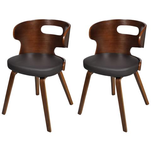 Lusso Casadino -  Sedie Da Pranzo 2 Pz Marroni In Similpelle - Foto 2