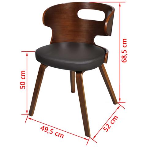 Lusso Casadino -  Sedie Da Pranzo 2 Pz Marroni In Similpelle - Foto 5