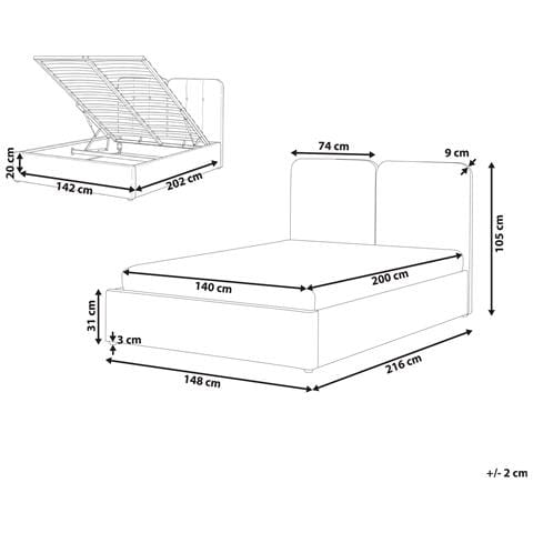 Letto Contenitore Ciniglia Arbois 140 X 200 Cm Tortora - Foto 8