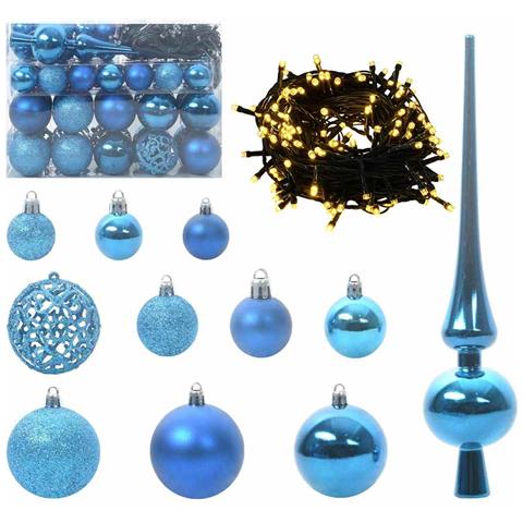 Set di Palle di Natale con 150 LED 61 pcs Blu Plastica - Foto 1