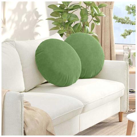Cuscini per Seduta 2 pcs Verde chiaro Ø 40 x 13 cm Velluto - Foto 2
