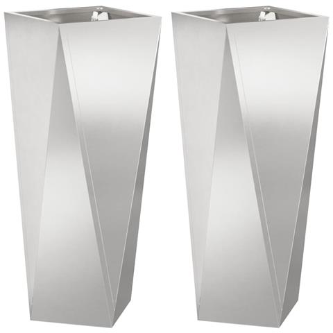 Fioriera 2 pcs Argento 30 x 30 x 75 cm Acciaio inossidabile - Foto 1