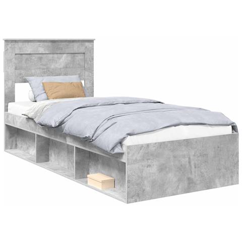 Struttura del letto Grigio Concretè 90 x 190 cm Pino massello - Foto 1