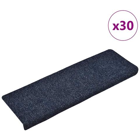Tappetini per scale autoadesivi 30 pz 65x21x4 cm blu bordo rettangolare - Foto 1