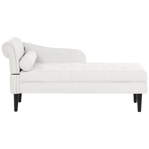 Chaise Longue Versione Sinistra Yvoire Tessuto Bianco Sporco - Foto 2