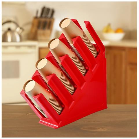 Portabicchieri Angolato A 4 Scomparti Con Contenitore Per Cannucce - Organizzatore Per Bicchieri Di Carta E Cannucce Monouso - Foto 3