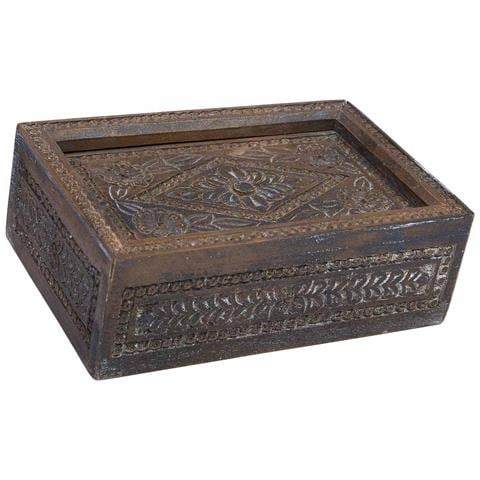 Scatola In Legno Con Finitura Artigianale Marrone Anticato 29x20x09h Cm - Foto 1