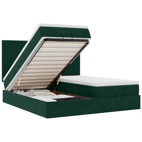 Struttura Letto Pouf con Materassi 160x200 cm Velluto - Foto 1