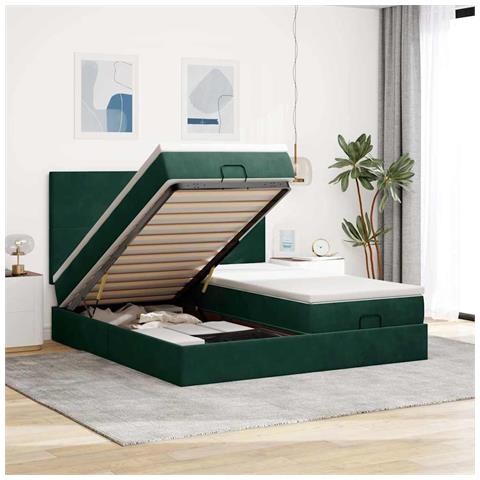 Struttura Letto Pouf con Materassi 160x200 cm Velluto - Foto 2