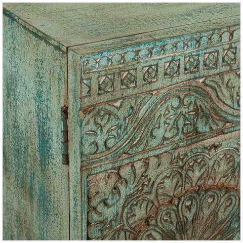 Mueble De Entrada In Legno Intagliato Blu 99x40x80 - Foto 5