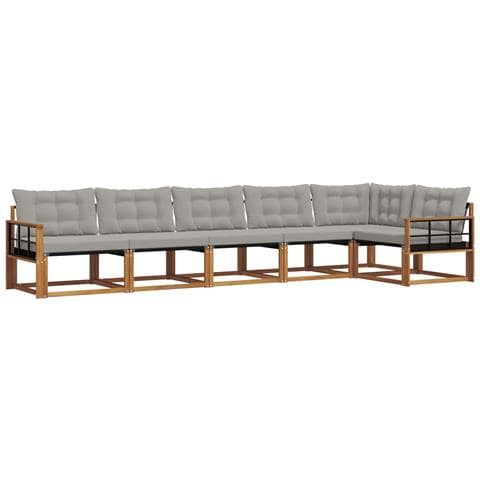 Set di divani da esterno 6 pcs Grigio Naturale e Chiaro - Foto 1