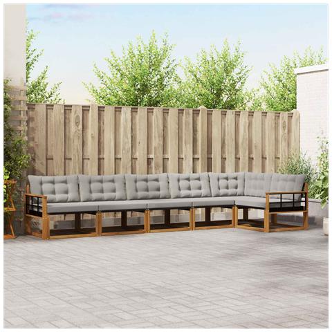 Set di divani da esterno 6 pcs Grigio Naturale e Chiaro - Foto 2