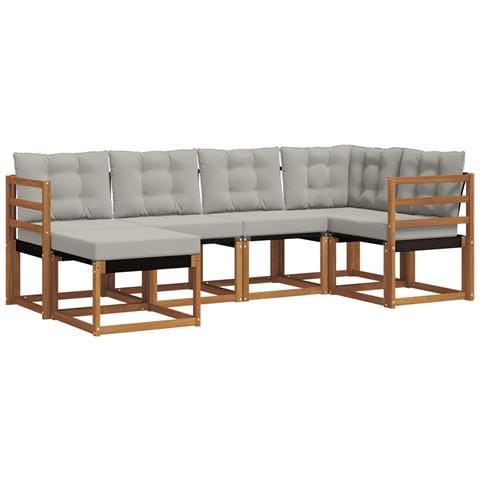 Set di divani da esterno 6 pcs Grigio Naturale e Chiaro - Foto 1