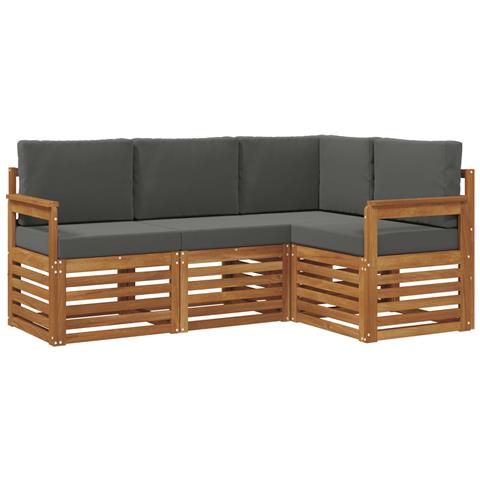 Set divani 4 pcs Naturale e Antracite Legno di Acacia Massello - Foto 1