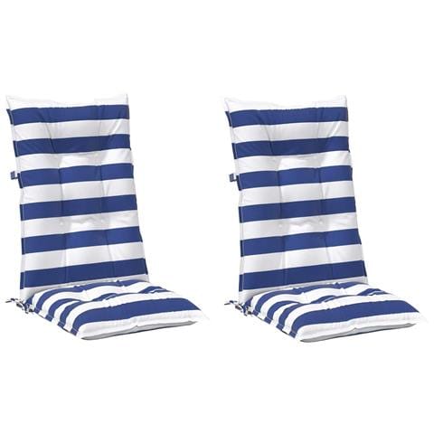 Cuscino da Esterno 2 pcs Blu e Bianco 120 x 50 x 7 cm Tessuto - Foto 1