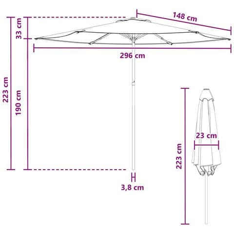 Ombrello da giardino 300 x 300 cm Poliestere Rettangolare - Foto 6