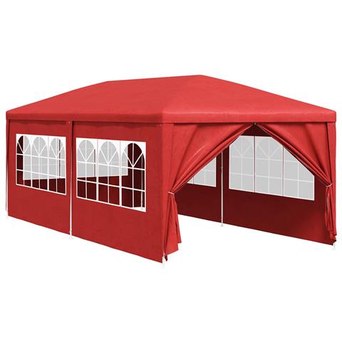 Tenda Party 600 x 300 x 255 cm Rosso PE e Acciaio - Foto 1