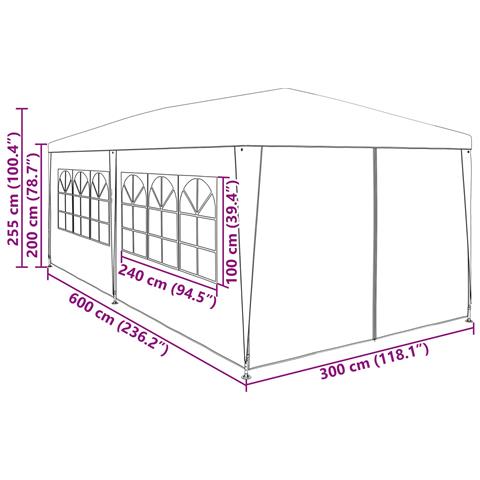 Tenda Party 600 x 300 x 255 cm Rosso PE e Acciaio - Foto 8