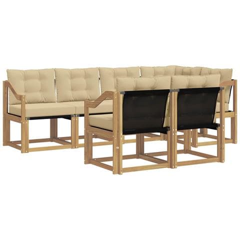 Set di divani da esterno con cuscino 7 pcs Bianco e Beige - Foto 1