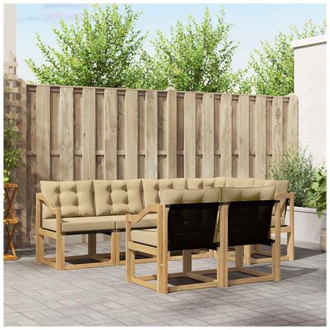 Set di divani da esterno con cuscino 7 pcs Bianco e Beige - Foto 2