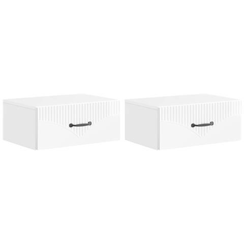 Mobiletto da notte a muro 2 pcs Bianco Lucido 49 x 34,5 x 20 cm - Foto 1