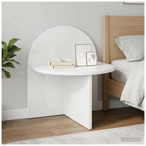 Comodino Bianco Lucido 40 x 35,5 x 45,5 cm Legno ingegnerizzato - Foto 2