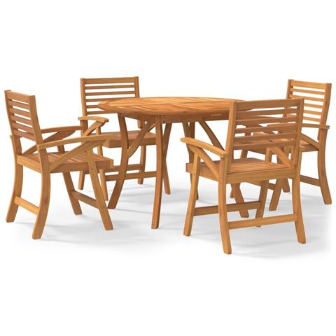 Set da Pranzo per Giardino 5 pz in Legno Massello di Acacia - Foto 1
