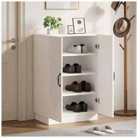 Mobile per scarpe HOORN 59,5 x 39,5 x 87 cm Bianco - Foto 2