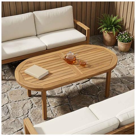 Piano del tavolo Ovale Legno di teak solido Naturale - Foto 2