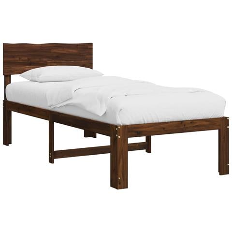 Letto Singolo con Testiera ROSTOCK Marrone Scuro 75 x 190 cm - Foto 1
