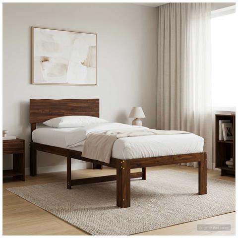 Letto Singolo con Testiera ROSTOCK Marrone Scuro 75 x 190 cm - Foto 2