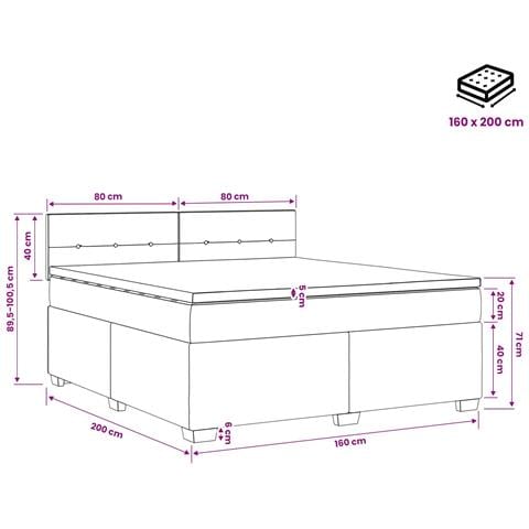 Letto box spring con materasso Tortora 160 x 200 cm Tessuto - Foto 10