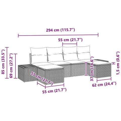 Set Divano da Giardino 4 pz Nero e Turchese polyrattan - Foto 10