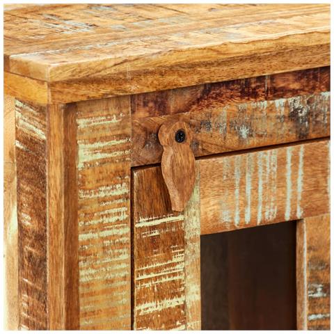 Armadietto A Muro In Legno Massello Di Recupero 44x21x72 Cm - Foto 10