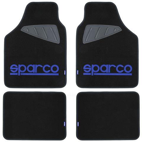 Set Completo Spc19 Tappetini Auto Universali In Moquette Nero /blu Poliestere - Foto 1
